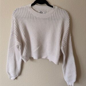Hollister White Knit Crew Neck Sweater